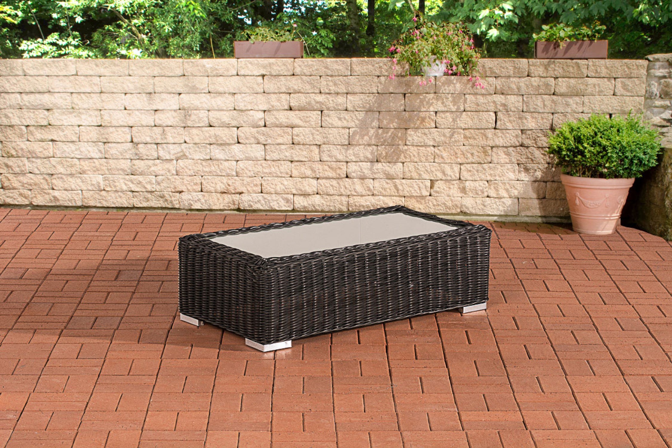 TPFGarden Gartentisch Maden 5mm Polyrattan - schwarz Stück