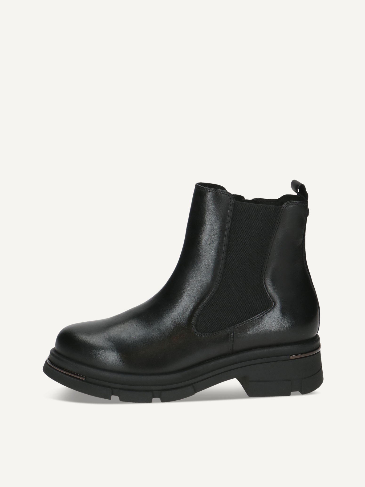 CAPRICE Chelsea Boot, schwarz, aus Leder und Textil mit Blockabsatz, Gr. 42