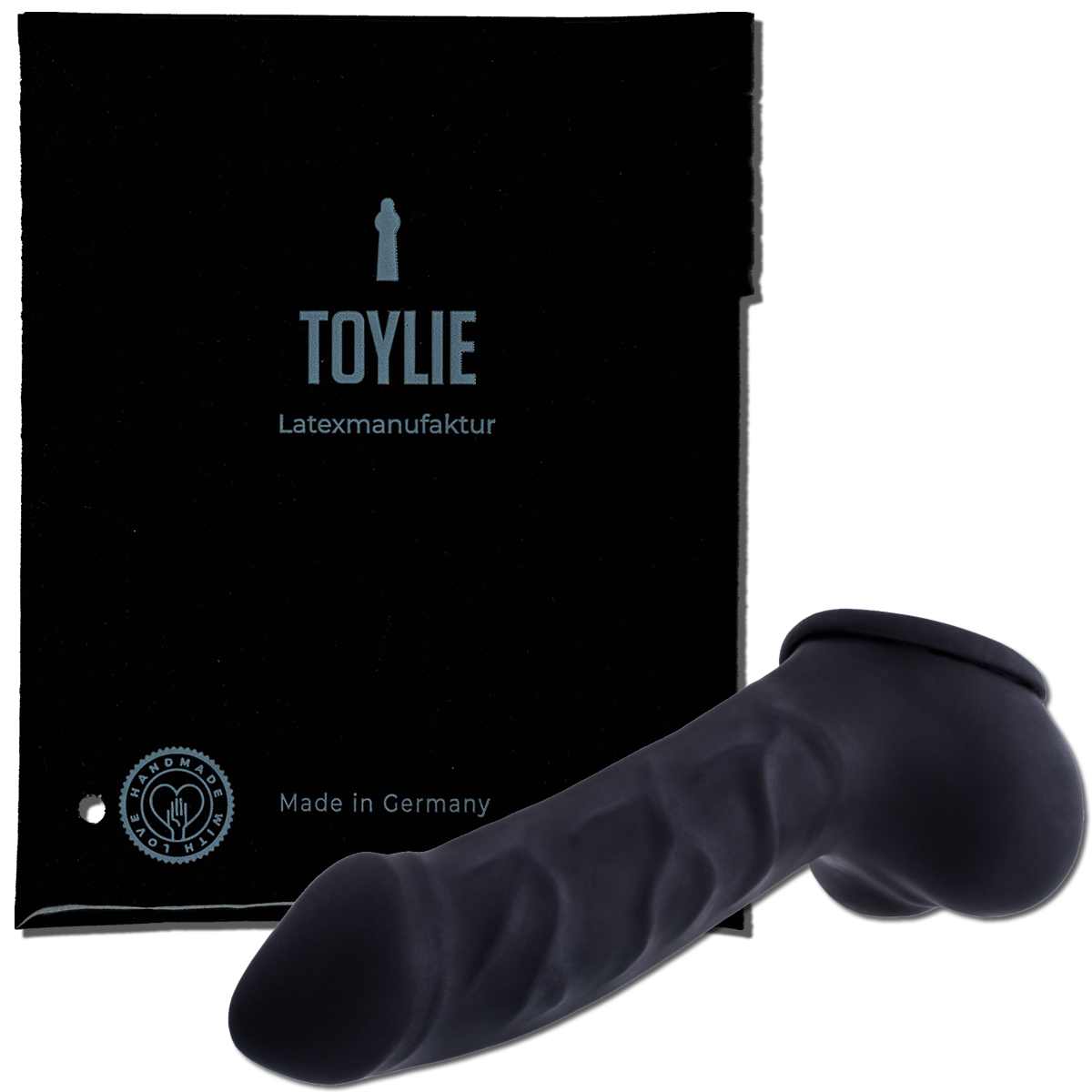 Toylie Latex-Penishülle «CARLOS» schwarz, mit starker Äderung und Hodensack