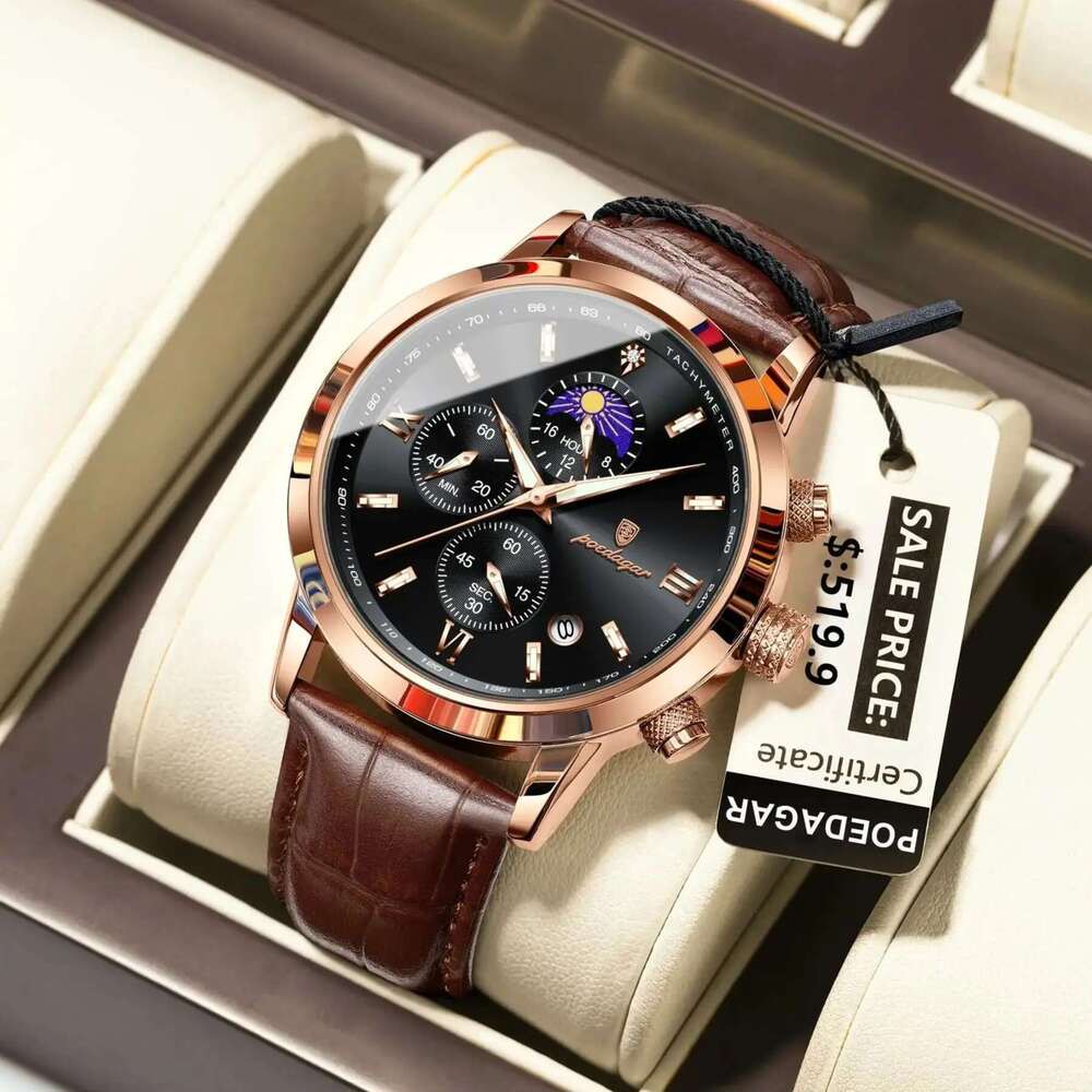 Sports Watch for Men Aplopofroping Luminous Date Chronograph man maniforwatch cuir Quartz Mentes masculin's watchs masculin reloj