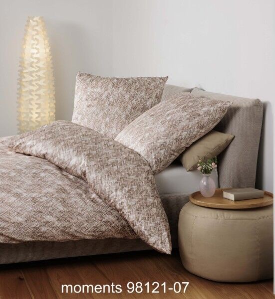 Janine Janine Mako-Satin Bettwäsche moments 98121 beige Größe:  155x220 cm + 80x80 cm
