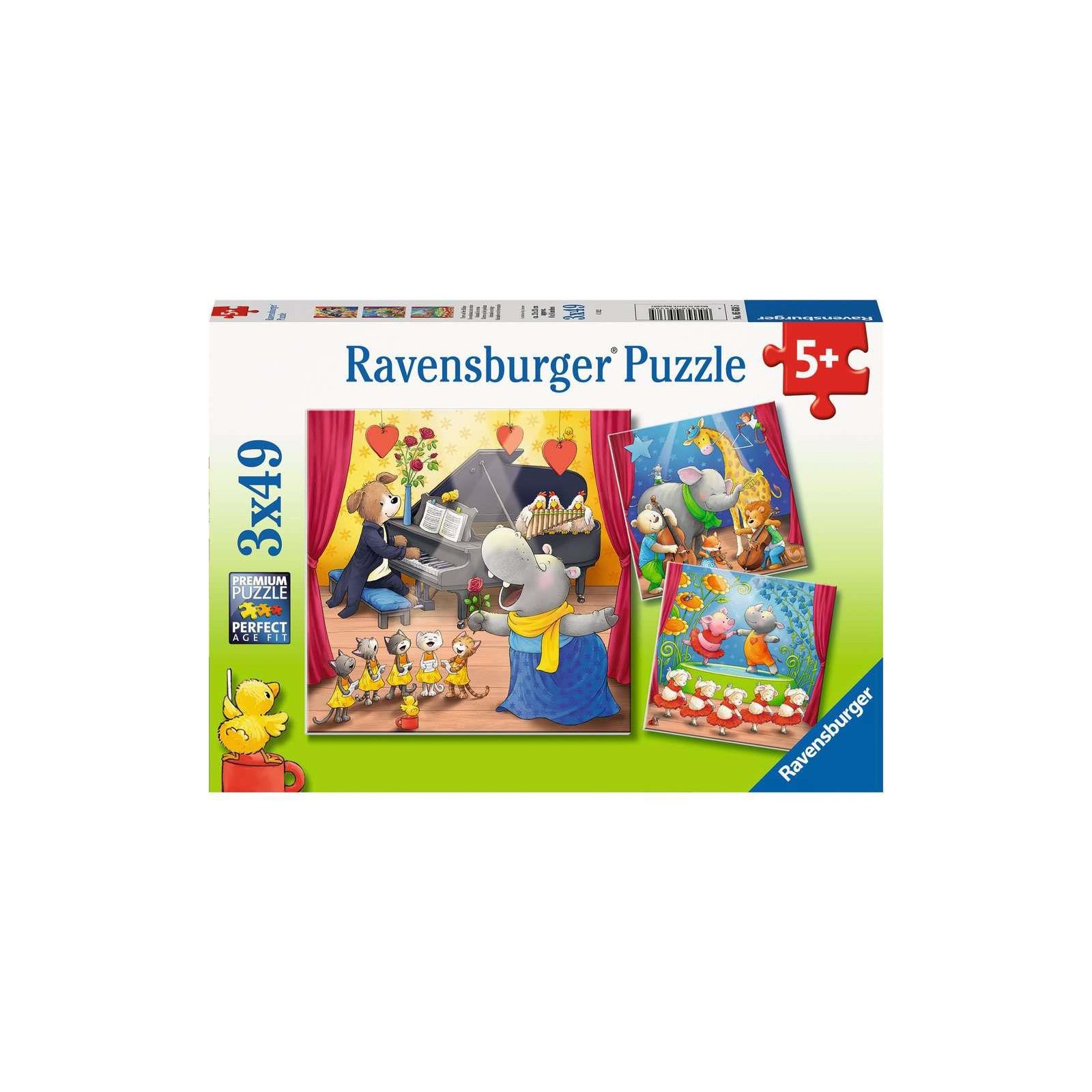 Ravensburger - Tiere auf der Bühne PUZZLE (3 x 49 TEILE)