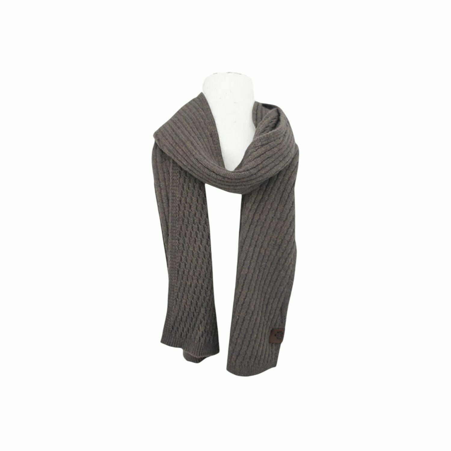 Herren Schal Alpaka Touch » Gerippter Herrenschal mit Wendeoptik » Winter Halstuch Doppelseitig » Strickschal 180x21cm - Taupe