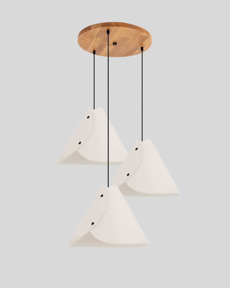 3er Pendelleuchte aus Filz Merino Wolle mit Rundbaldachin 0314 ALMUT - Wollweiß