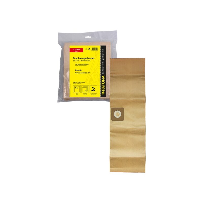 5x Staubsaugerbeutel aus mehrlagigem Papier inkl. Microfilter für Bosch AdvancedVac 20