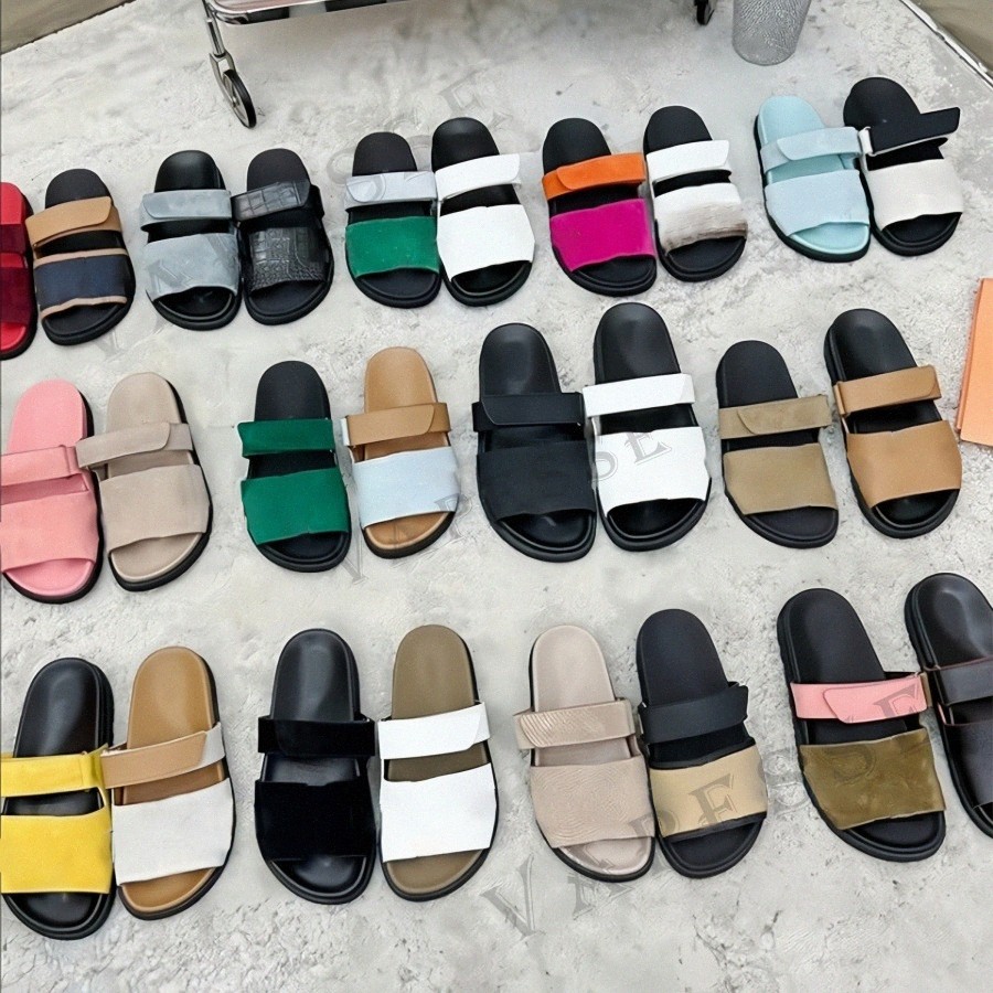 Designer chypre oran sandals sandal famous women Noir Calfskin Leather Naturel Deau slipper Rose Aube Black Suede sliders slippers PinkqbiU#