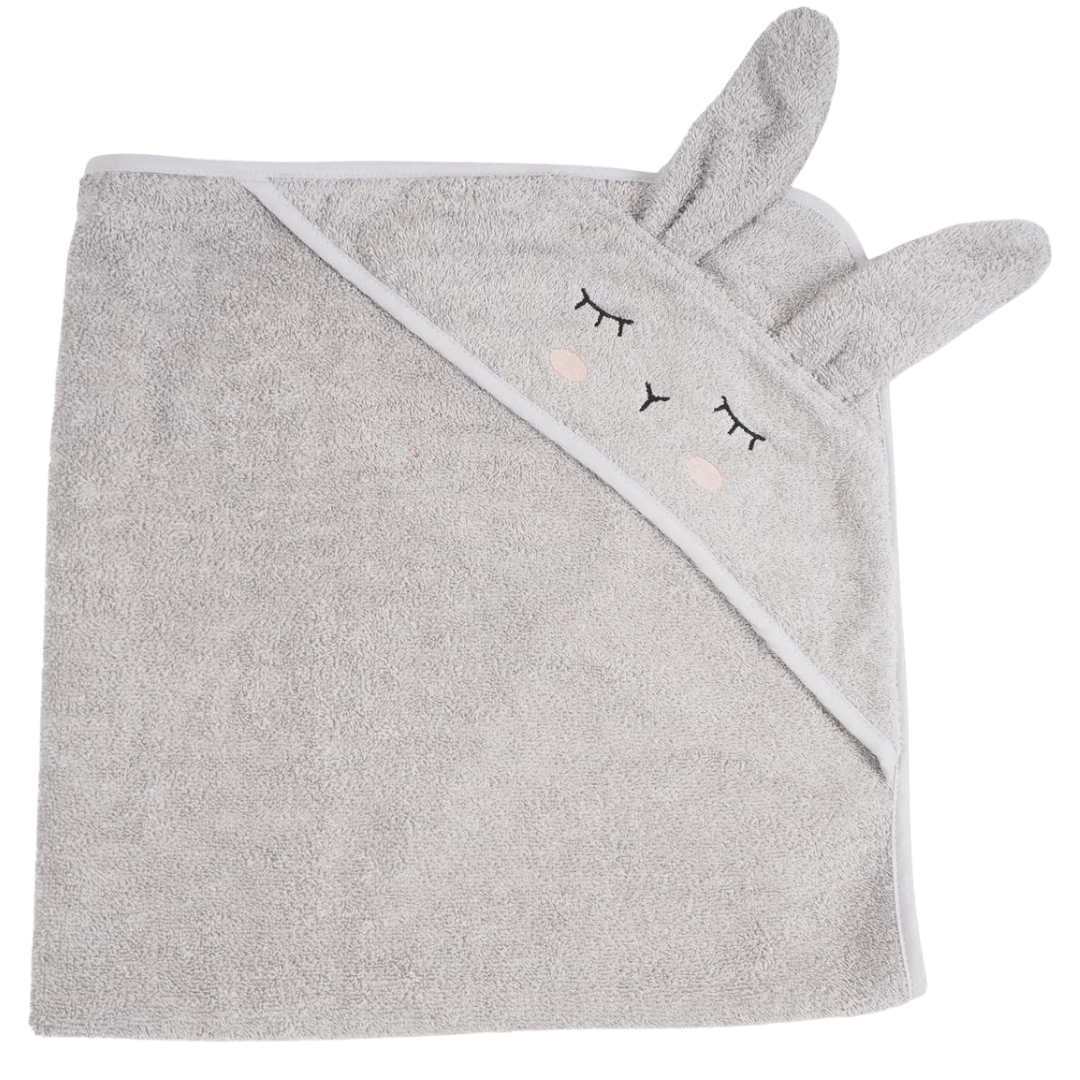 Kapuzen-Handtuch Hase Silbergrau