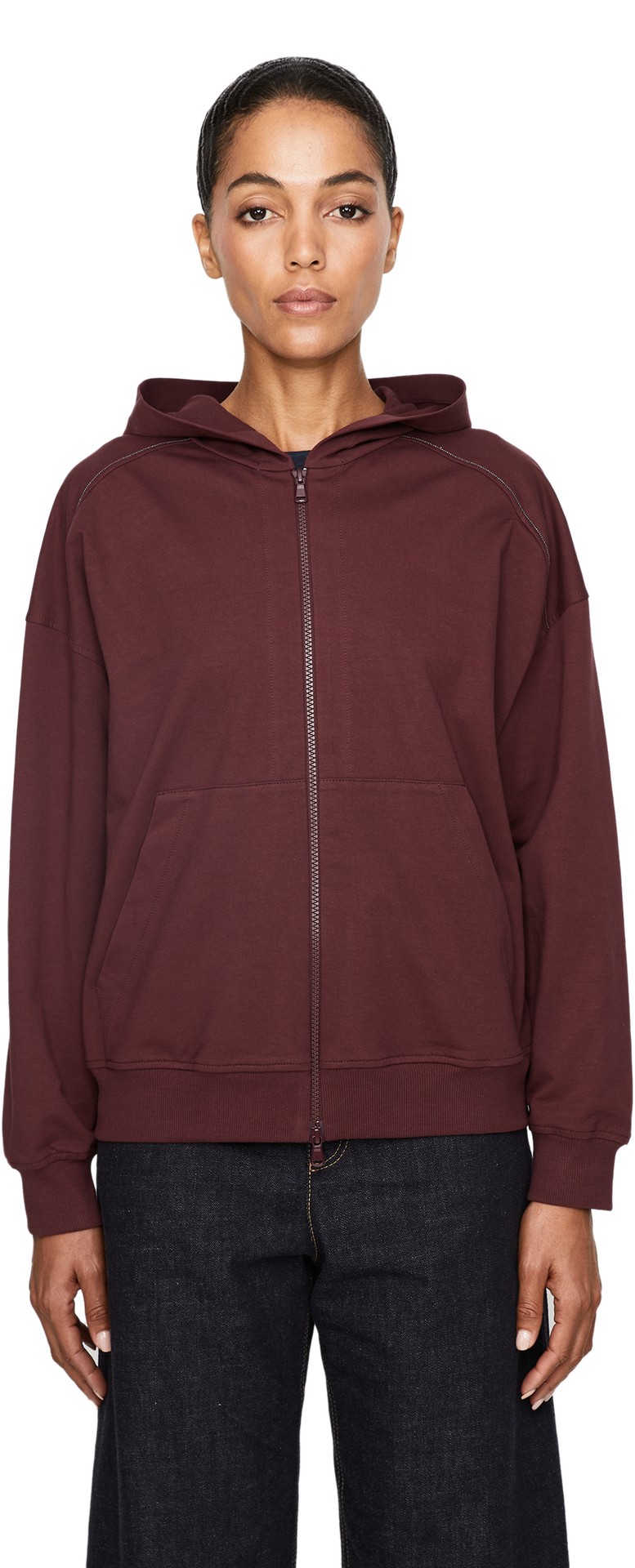 Sweatjacke mit Kapuze Bordeaux