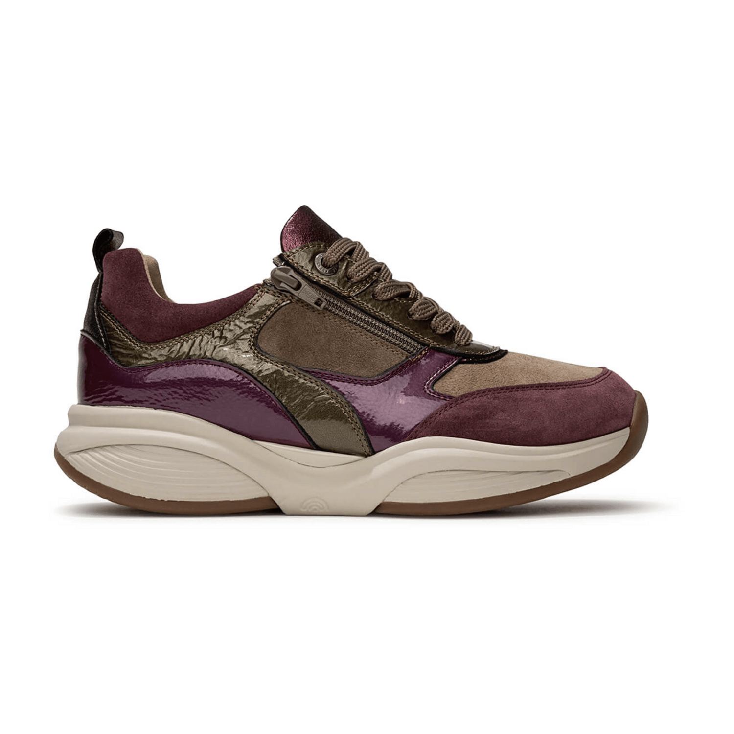 Xsensible SWX19 Burgundy Combi (Violett) - sportlicher Schnürschuh - Damenschuhe Bequeme Schnürschuhe, Mehrfarbig, leder/textil (stretch) für Damen, rot, Größe 38 EU / 5 UK