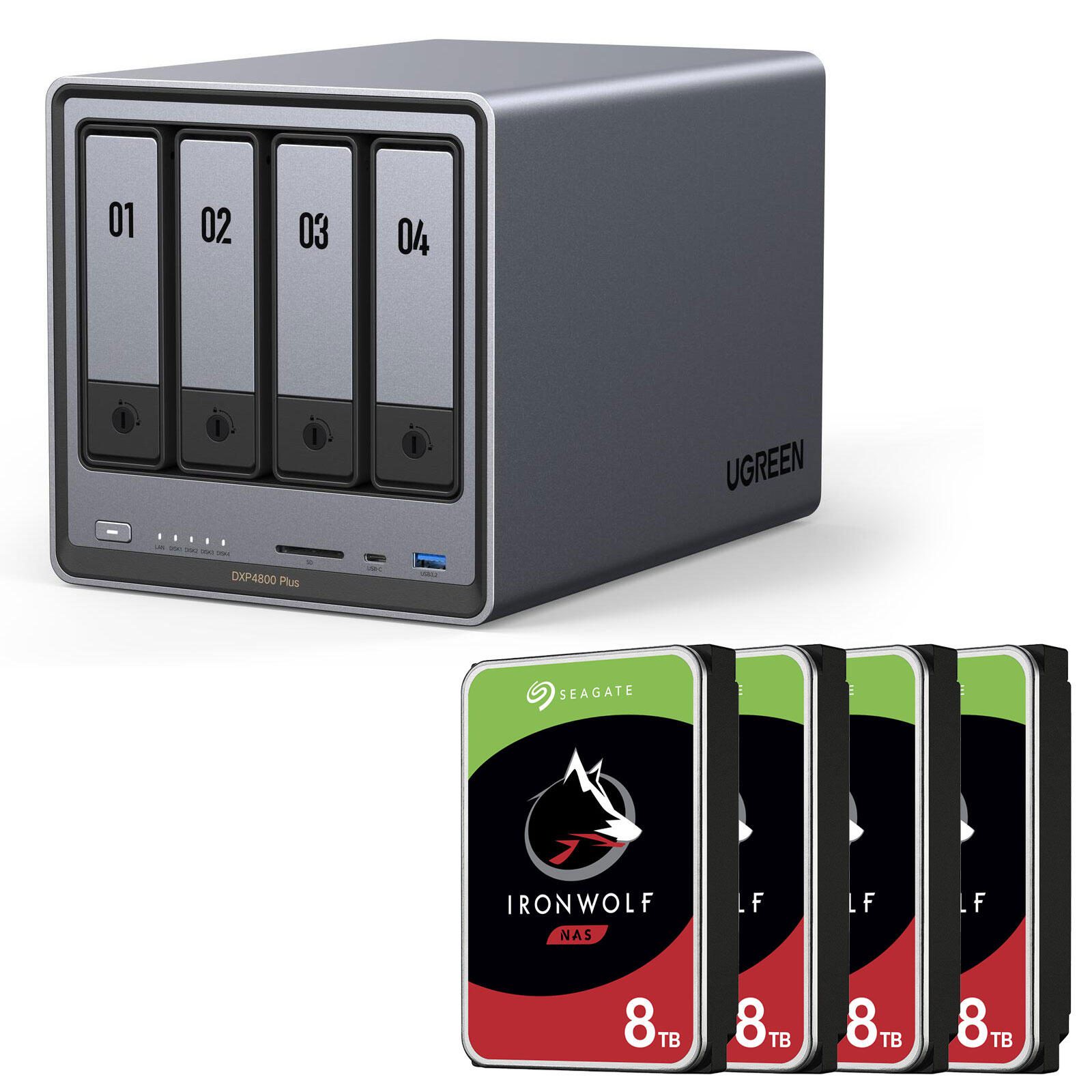Ugreen NASync DXP4800 Plus + SEAGATE Festplatte 32 TB (4 x 8 TB)