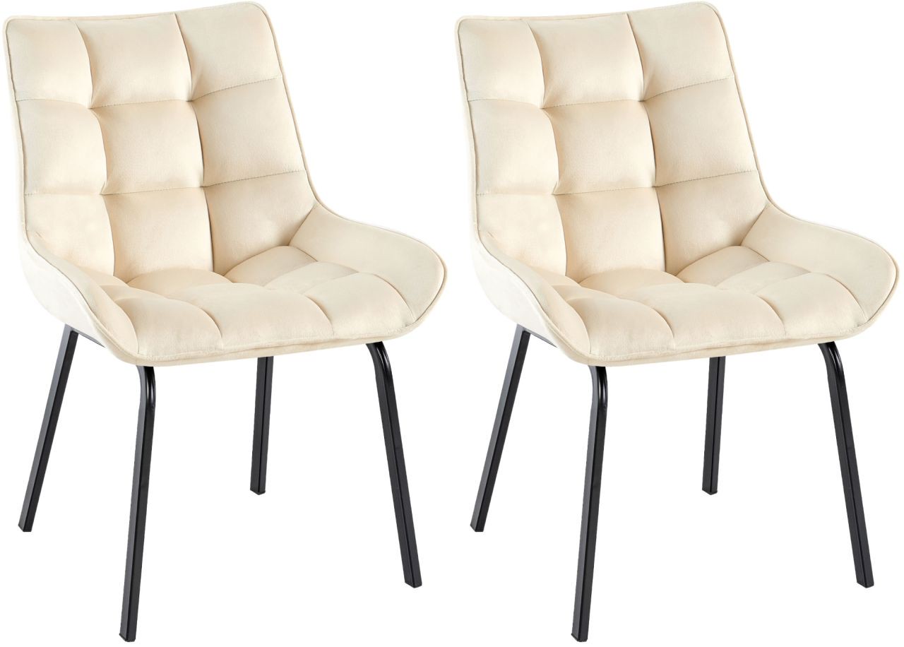 2er Set Stuhl Saranda Samt creme 