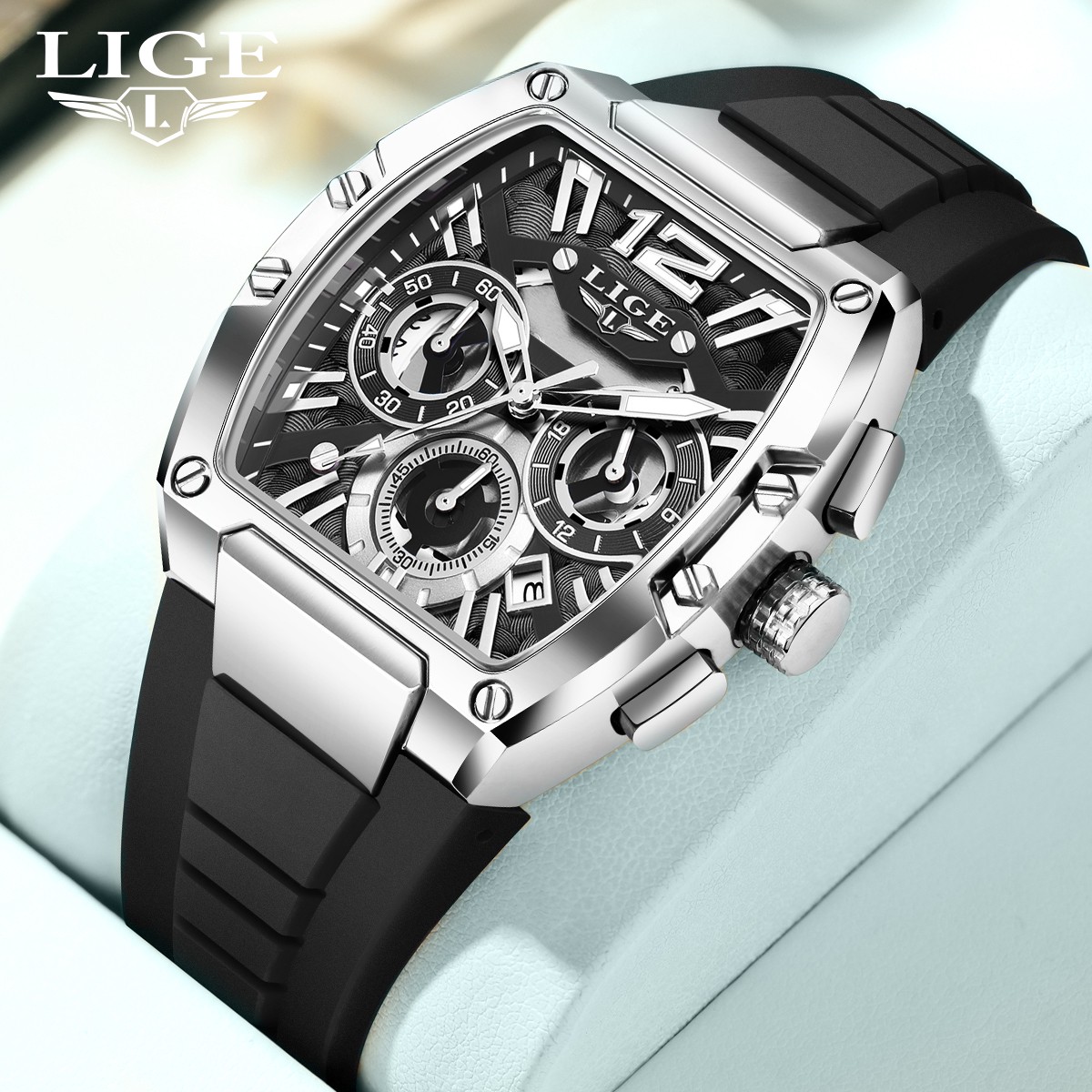 LIGE Men's Quartz Watch Fashion Business Watch Multifonctionnel Chronograph 24 heures Small Dial Holiday Gift Teen Watch imperméable Watch