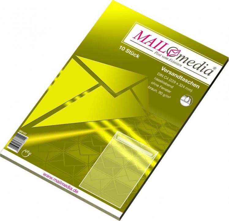 Versandtaschen C4 ohne Fenster gummiert 90 g/qm braun 10 Stück