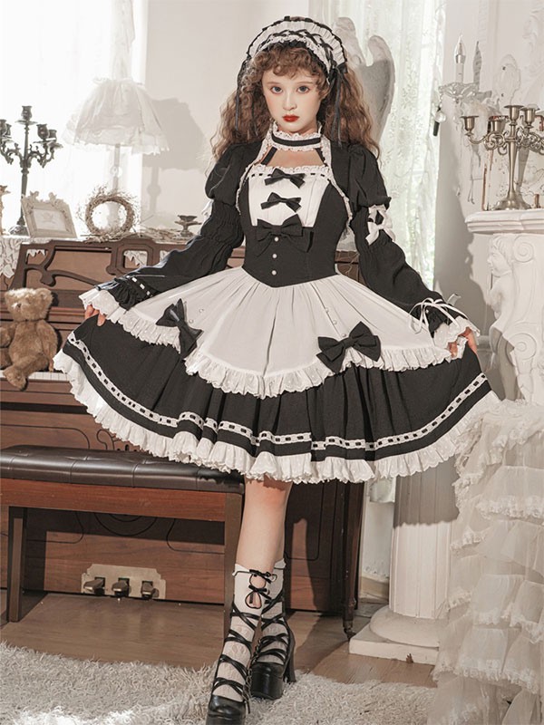 Gothic Lolita Dienstmädchen-Schal mit Ärmeln Eleganter viktorianischer Dienstmädchen-Schal
