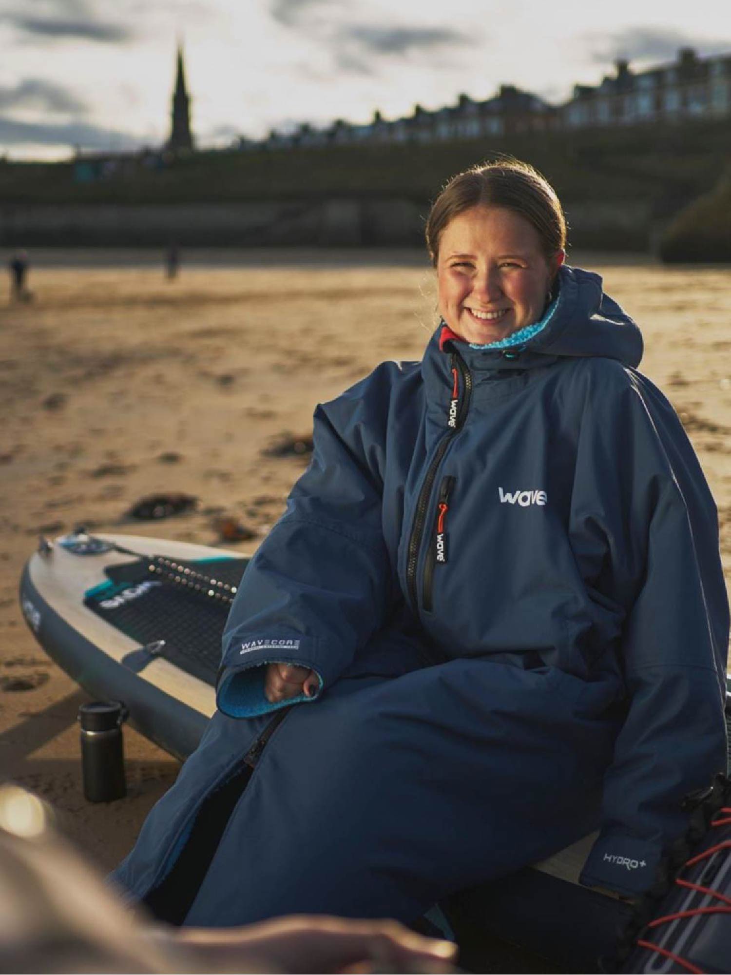 Fleece-Lined Changing Robe | Unisex | Sage | Wave Spas USA, Navy / Small