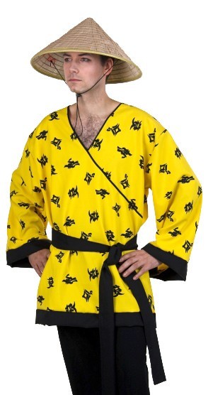 Gelbes Chinesen Hemd Mit Gürtel