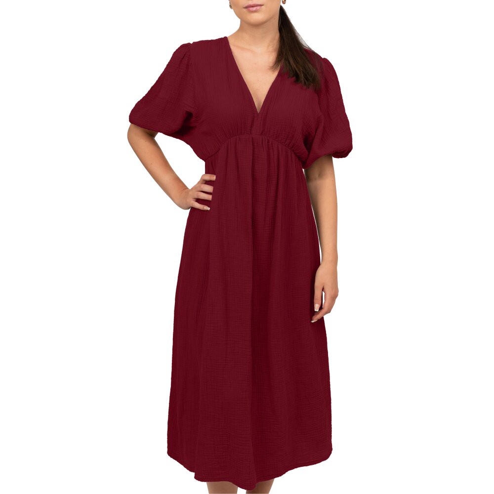 Reichstadt Relaxed Fit Sommerkleid Damen Musselin 25RSW077 Red One Size