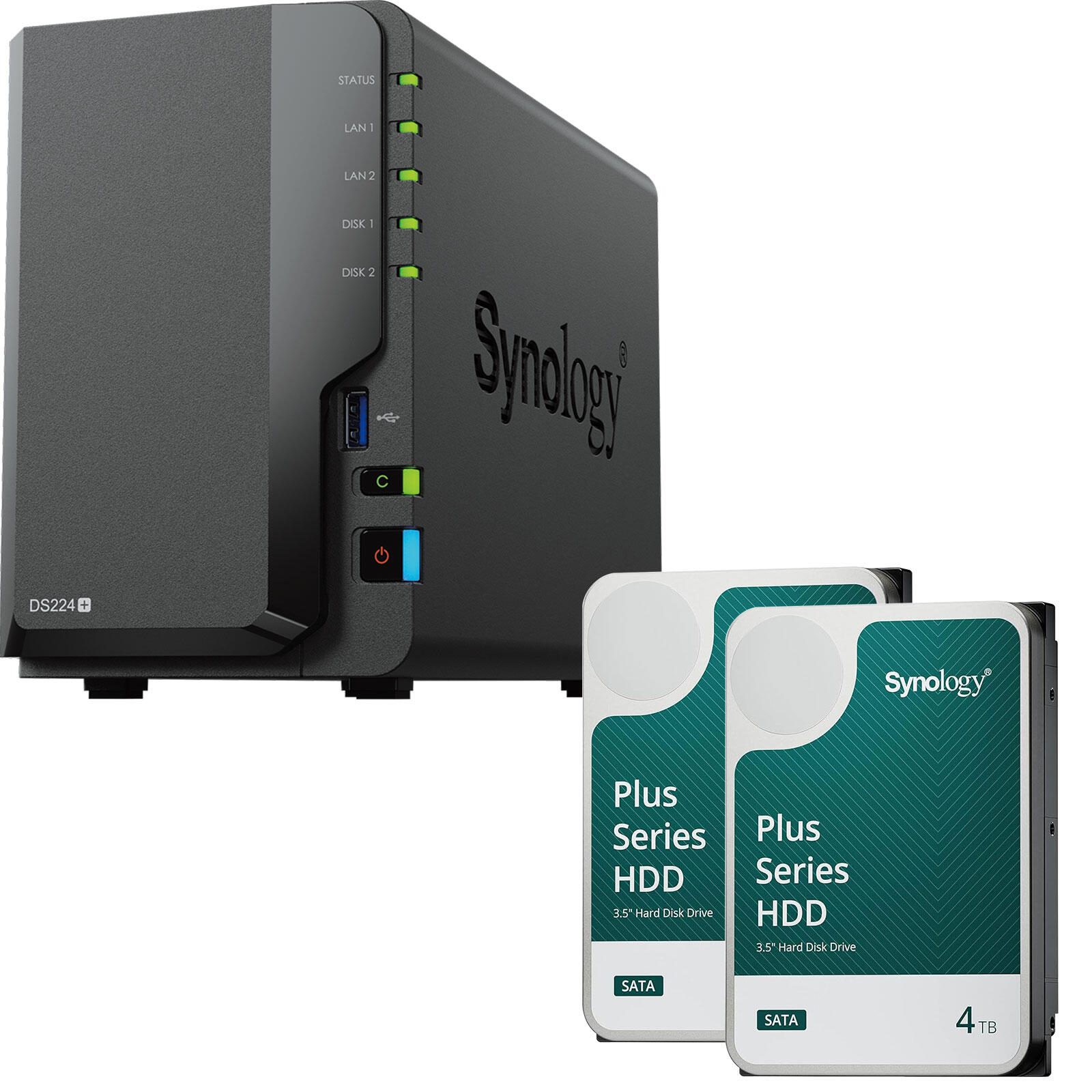 Synology DiskStation DS224+ 2 Einschübe NAS-Server Leergehäuse + 8 TB Synology Plus 3.5