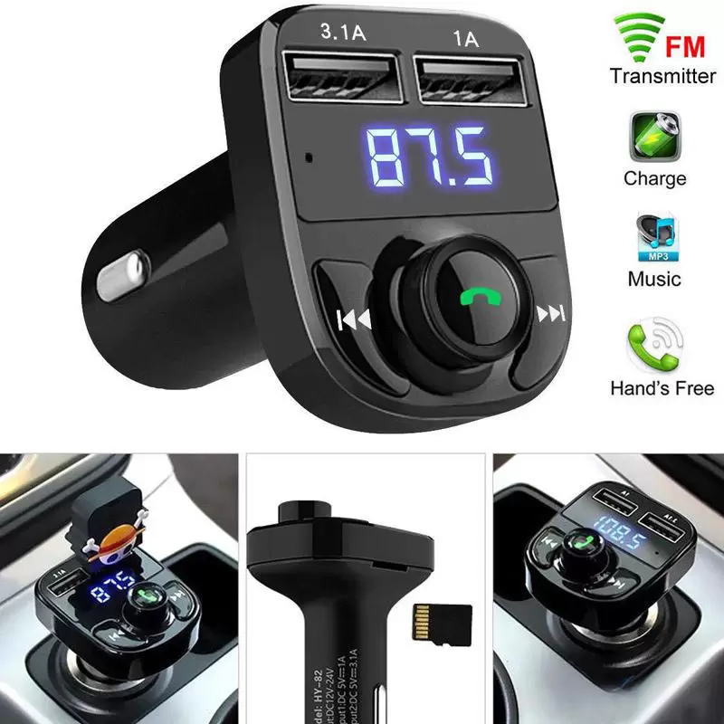 2023 FM50 X8 FM Transmitter Aux Modulator Car Kit Bluetooth Handsfree Car Audio Receiver MP3 Player with 3.1A Quick Charge Dual USB Car C with Bo
