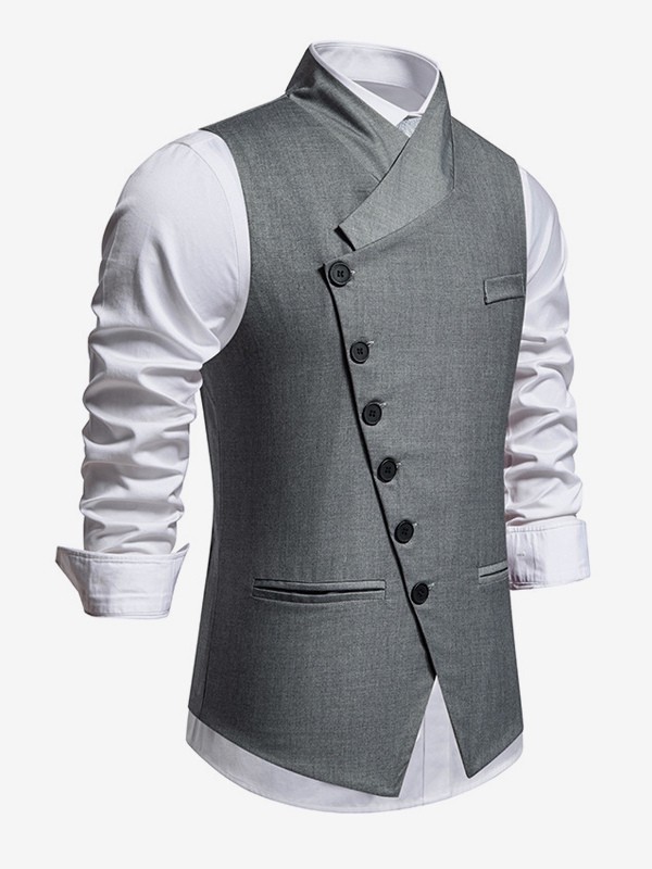 Herren Anzugweste Hochzeitsfeier Schräge Einreihige Weste