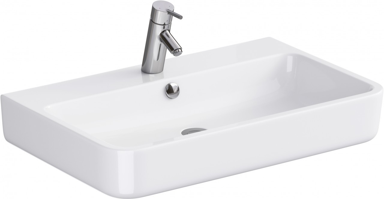 Neuesbad Serie 100 Keramik Waschtisch, B:700, T:455, H:104mm, weiss mit Beschichtung 1FS004091