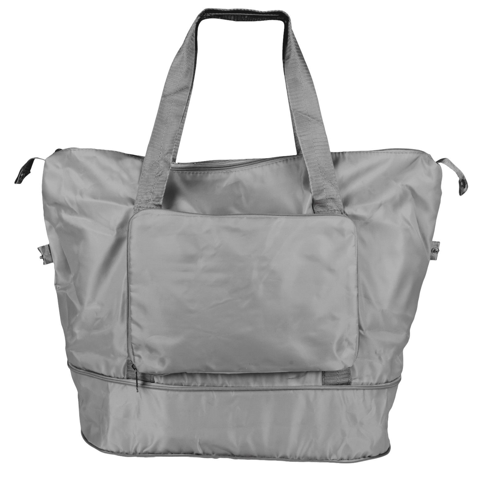 Faltbare Reisetasche 40x30x20cm Strandtasche Badetasche Picknicktasche Mehrzwecktasche Platzsparend - grau