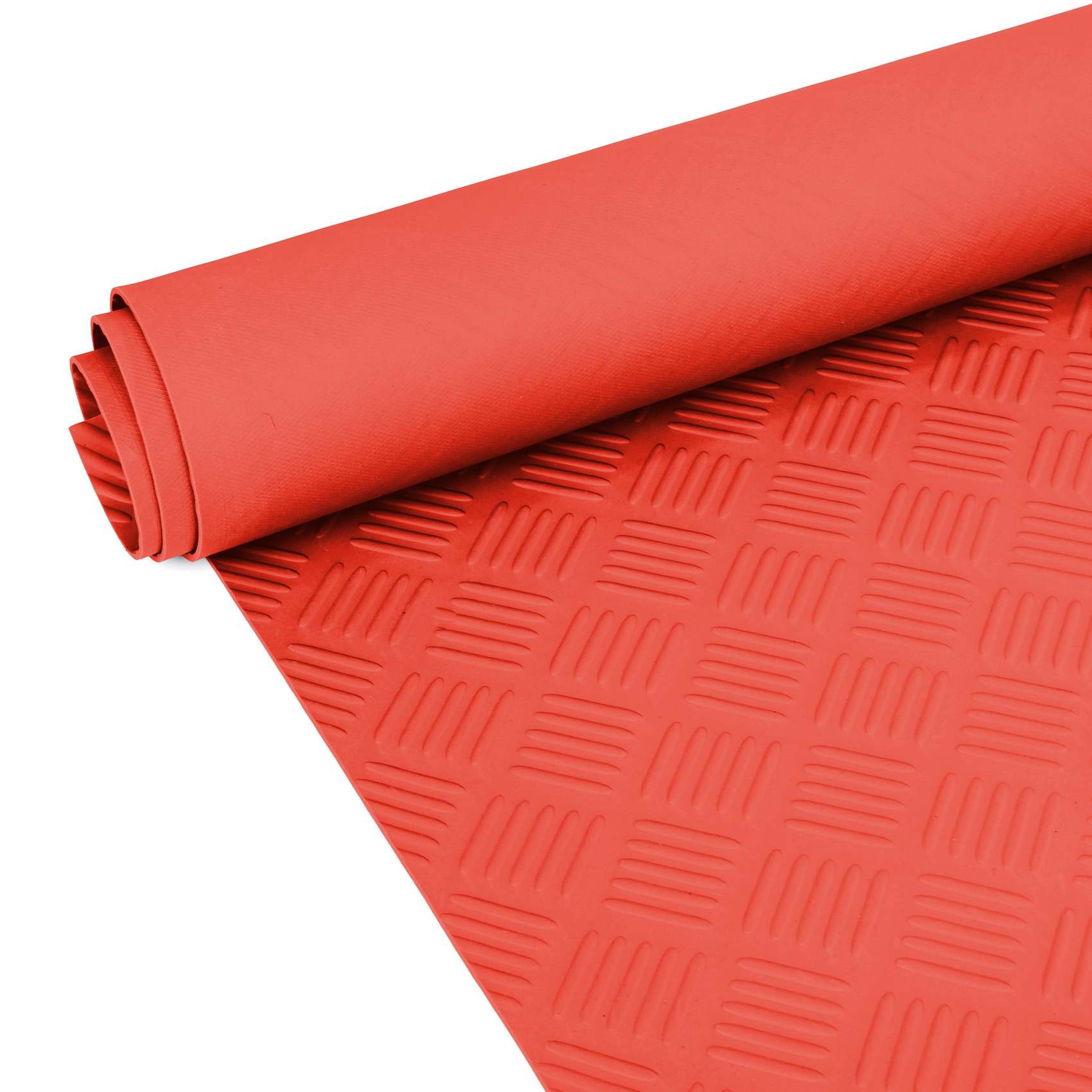 Gummimatten TPE Meterware Rot Bodenbelag Riffelblechmatte geruchsarm Gummi Stärke: 3mm -100 cm Breit Rollenware 50 x 100cm