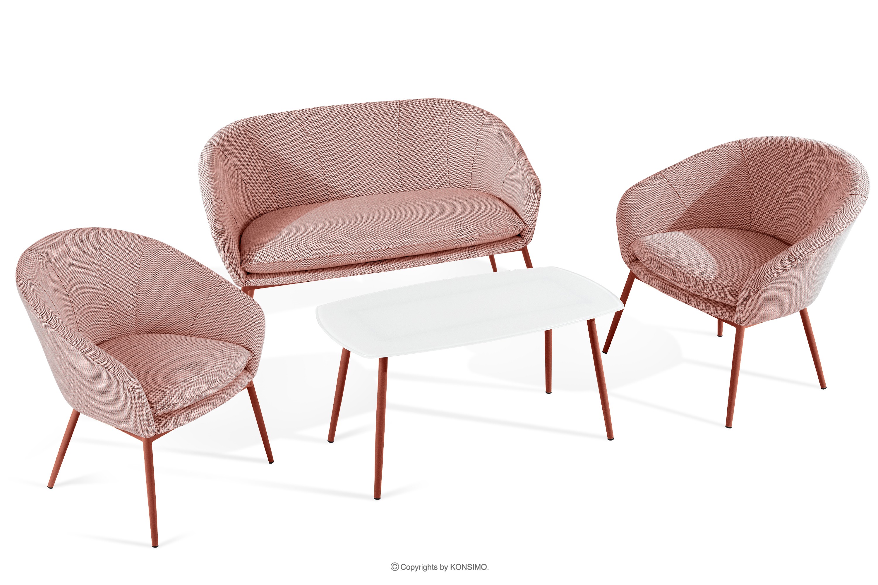 Gartenmöbelgarnitur aus wasserabweisendem Stoff bordeauxrot/weiß/rot SOLIS