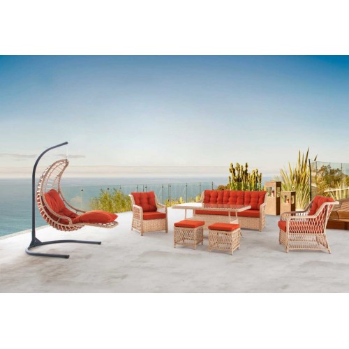 Sofagarnitur Gartenmöbel Tisch Hocker Sessel Veranda Sitzgruppe 6tlg.