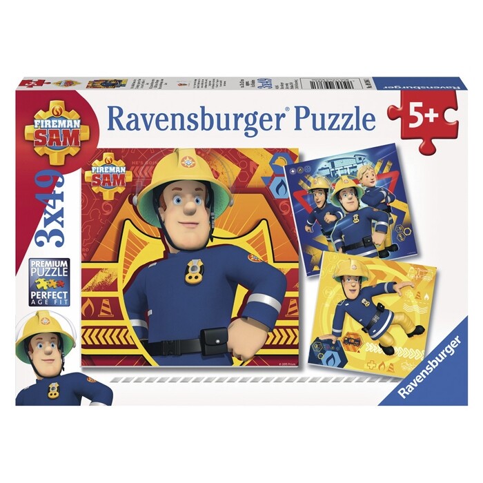 RAVENSBURGER Feuerwehrmann Sam Puzzle Bei Gefahr Sam rufen 3 x 49 Teile