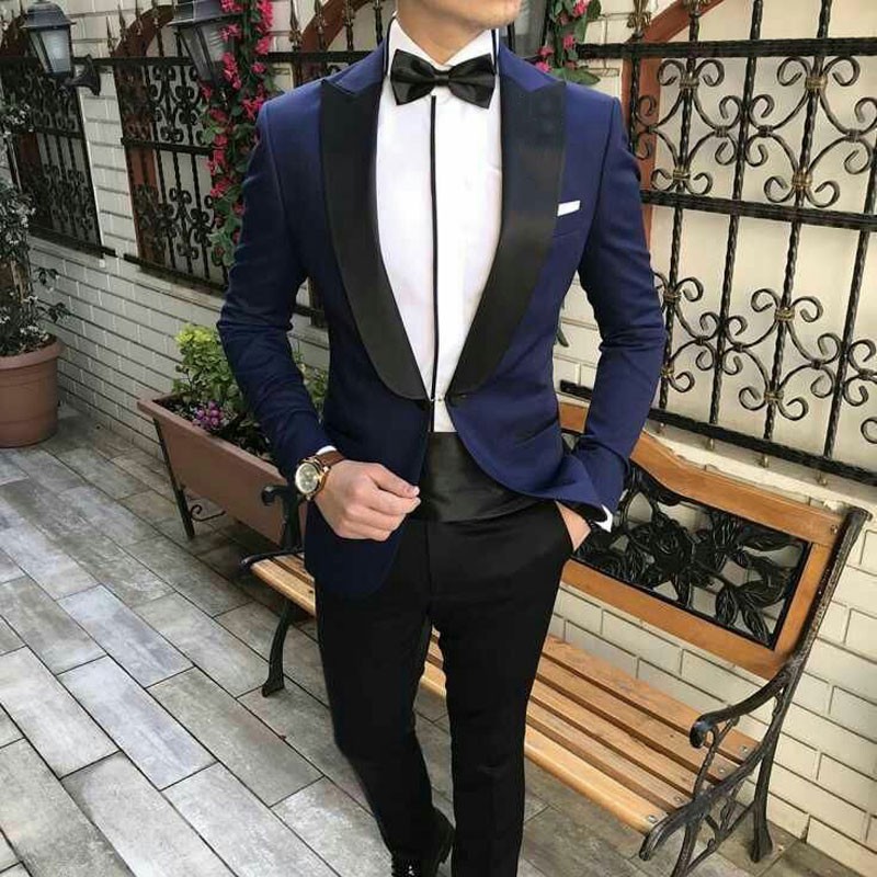 Mens Wedding Suits Peak Designs Groom Tuxedos Royal Blue Groomsmen Blazer Man Suits Two Piece(Jacket+Pants)Costume Homme Trajes de Hombre