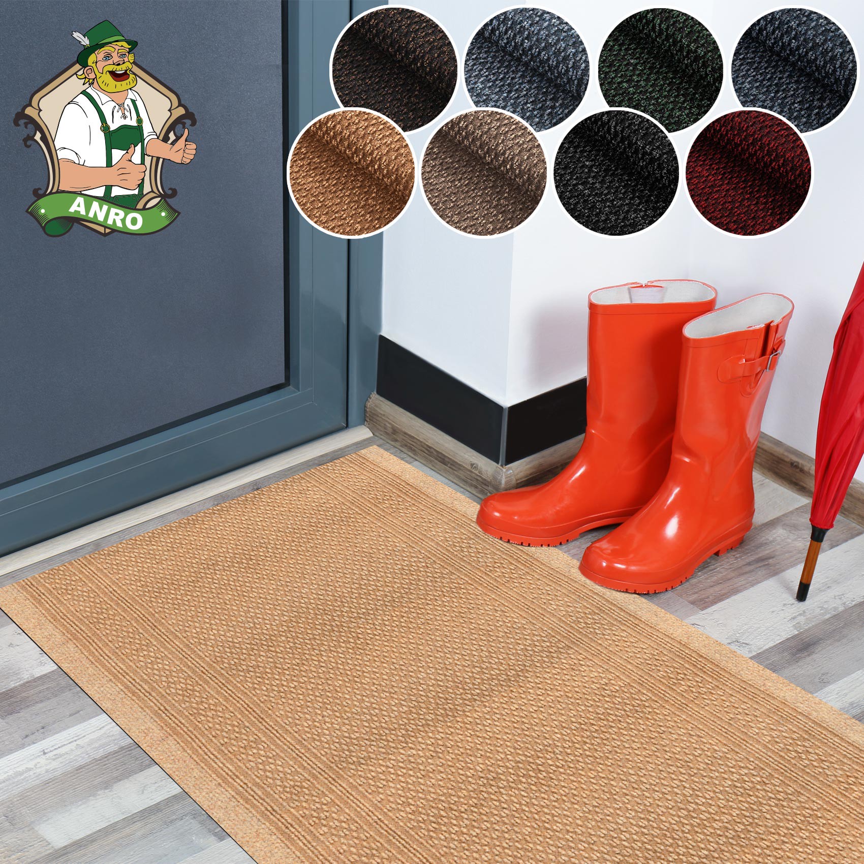 Schmutzfangmatte Teppichläufer Schmutzfangläufer Läufer Flur Meterware Aztek Breite 80cm Schwarz 100x80cm