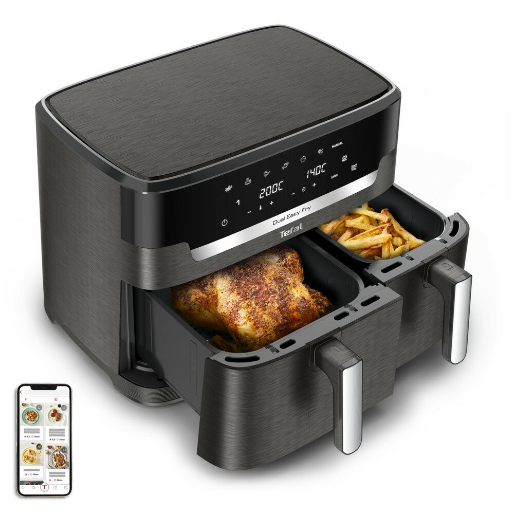 Tefal Easy Fry Dual XXL EY942HE0 Fritteuse Doppel 11 l Eigenständig 2020 W Heißluftfritteuse Grau