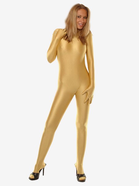 Spandex Lycra Gold Zentai Catsuit Déguisements Halloween