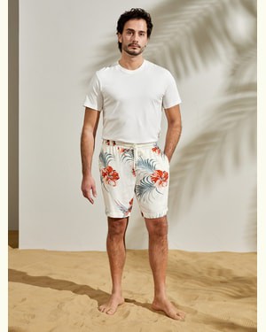 LILYSILK Hawaiian Cruise Hibiscus Shorts 100% Reine Seide Knielanger Schnitt Hautfreundlich Und Atmungsaktiv Hibiskus-Druck M DE