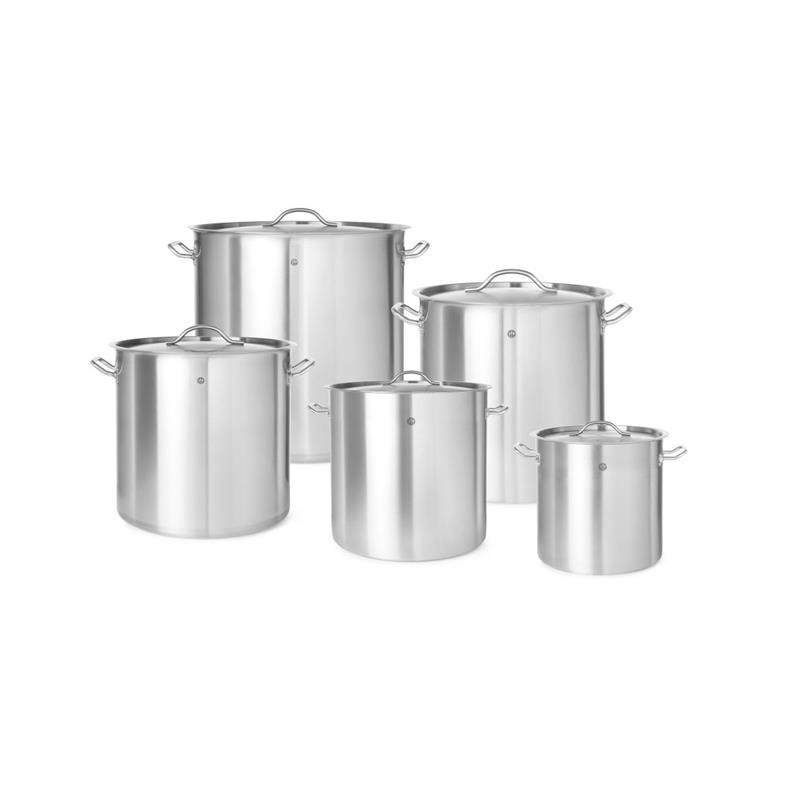 HENDI Kochtopf 50 Liter mit Deckel Edelstahl ø 40 x 40 cm für Induktion Gas Elektro Ceran Herd Vernietete Griffe, Gastro Suppentopf