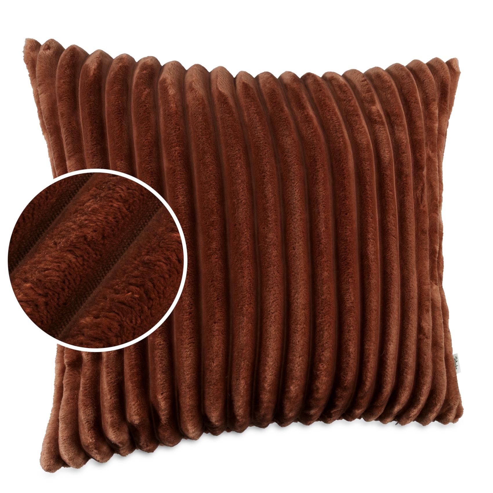 Plüsch Cord Kissen Kissenbezug Sofakissen Big Cord Dekokissen mit & ohne Füllung 4 Größen Kupfer 40x40cm Ohne Füllung