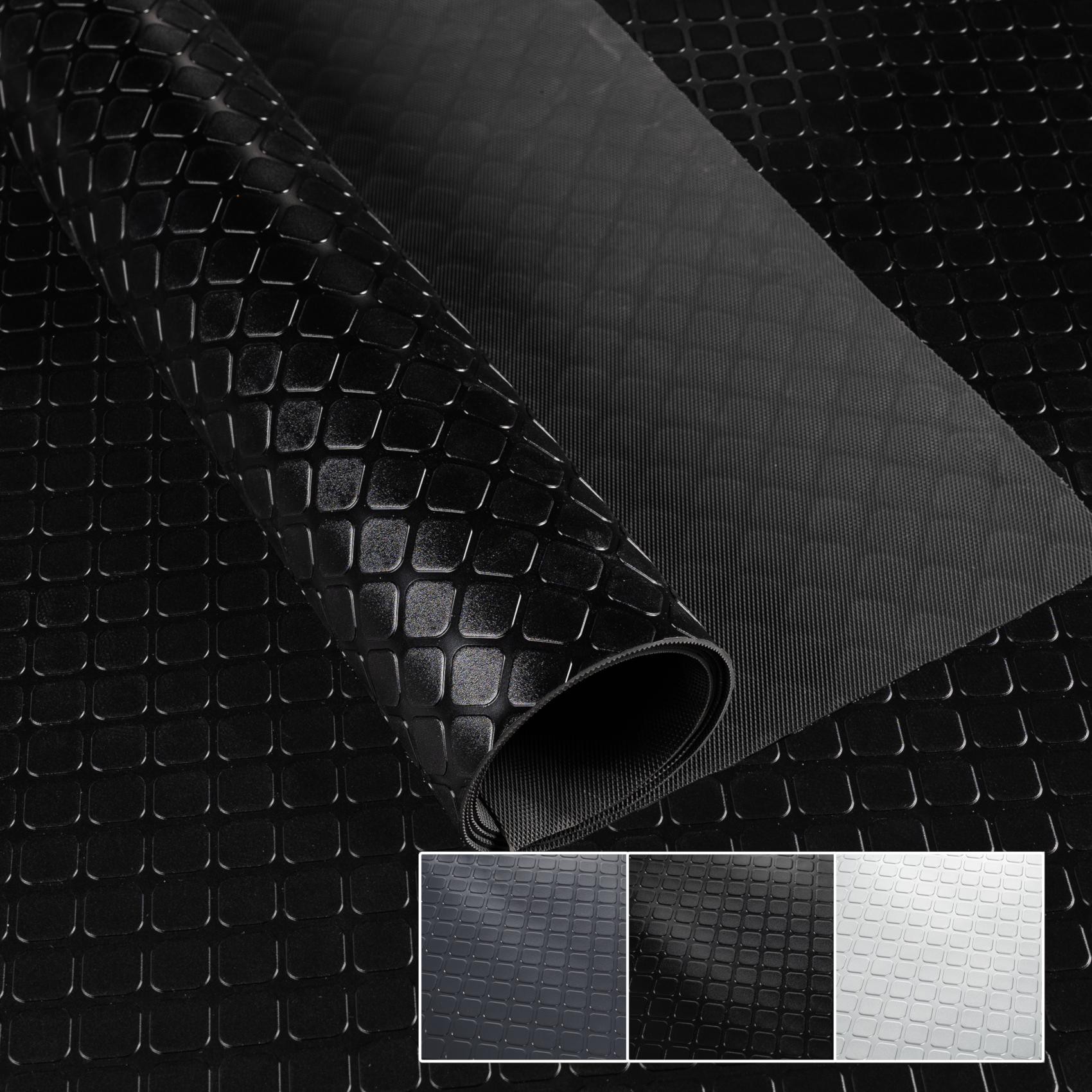 PVC Bodenbelag Meterware Dionis Vinylboden Industriebodenbelag Rollenware 1,5mm Stärke Karo Schwarz / Silber / Anthrazit Breite 100cm Schwarz 100x100c