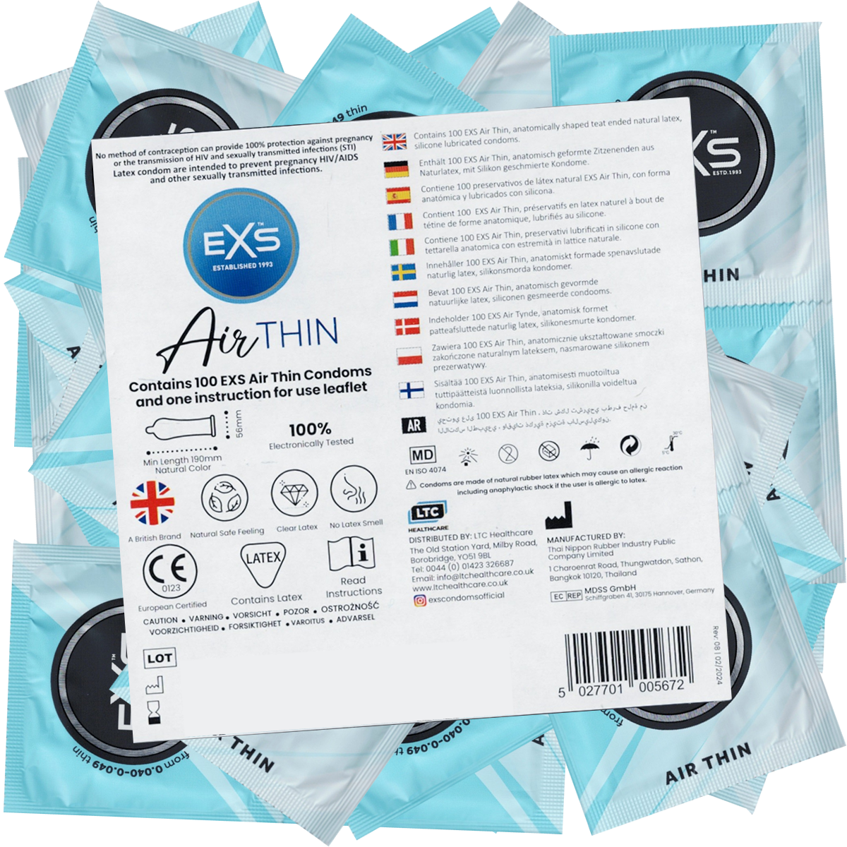 EXS Vorratsbeutel «Air Thin» 100 extradünne Kondome für ein Gefühl wie ohne Kondom