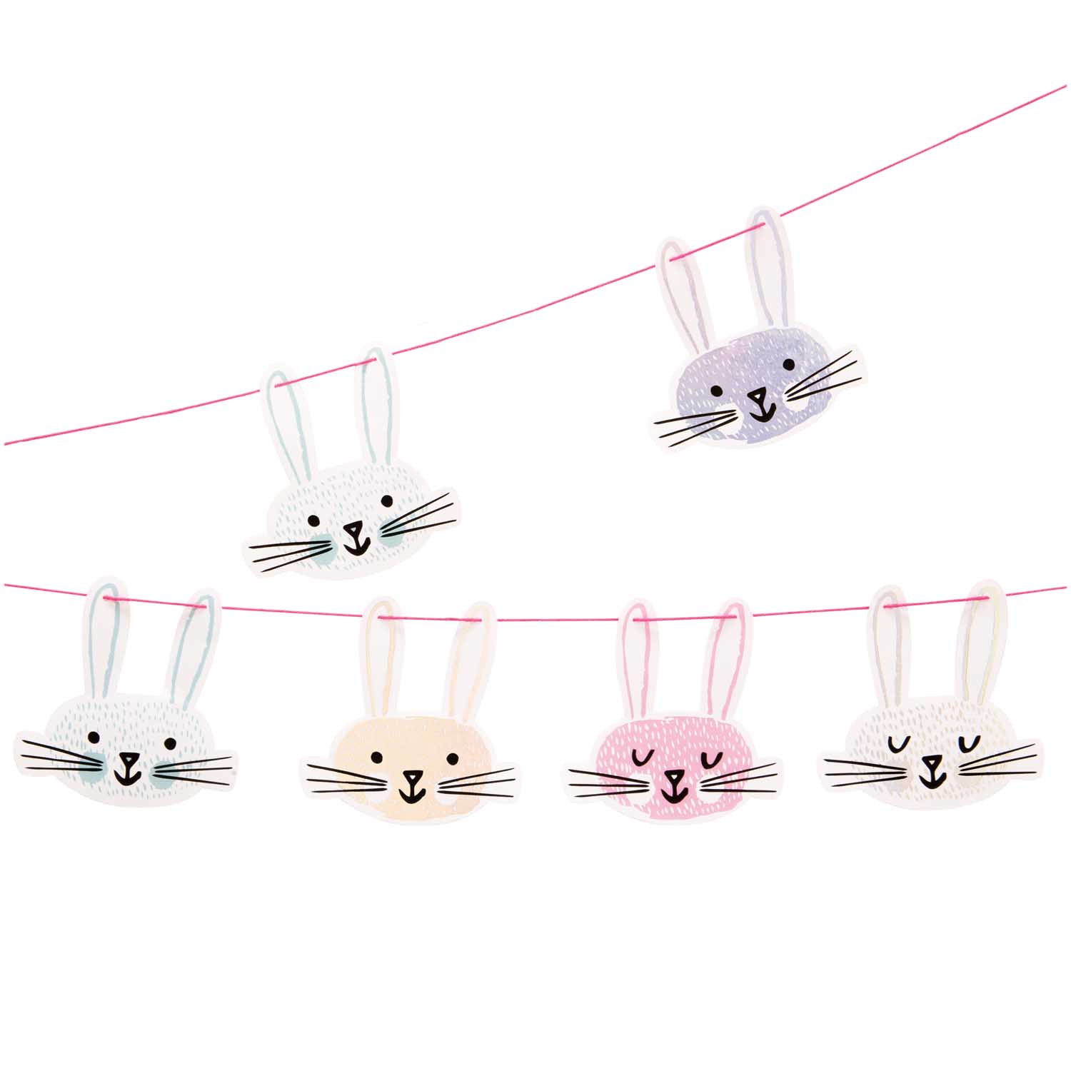 Girlande Ostern Wonderland Hasengesichter 8 Anhänger 2m