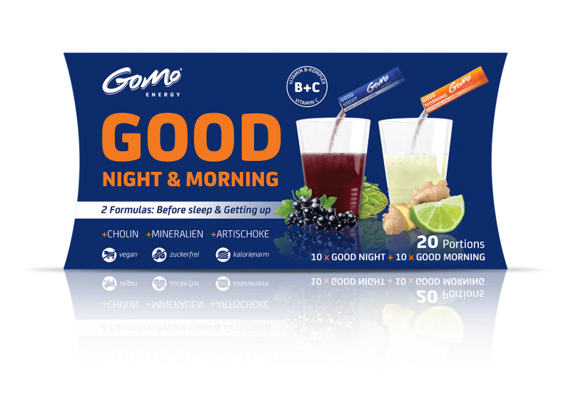 GoMo ENERGY Zuckerfreies Energie- und Regenerations-Getränk: Good Night & Morning, 100% natürliche Zutaten