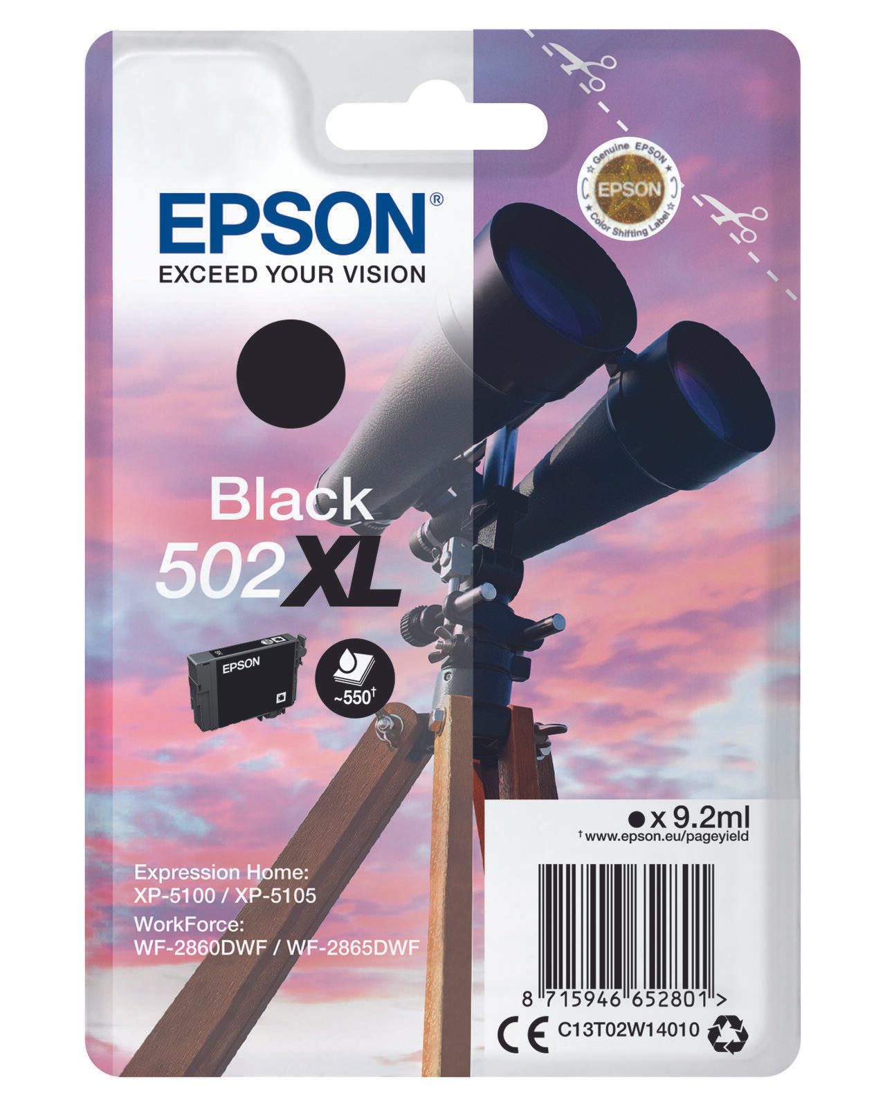 Epson Original 502XL Fernglas Druckerpatrone - schwarz (C13T02W14010)