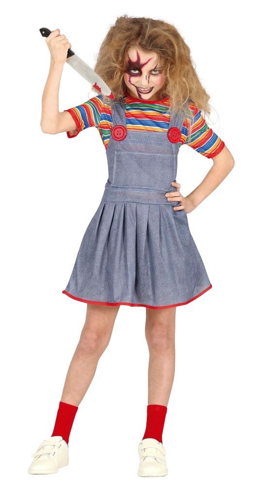 Horror Mörder Puppe Mädchenkostüm | Kinder - Blau  | Wir machen Party.de |