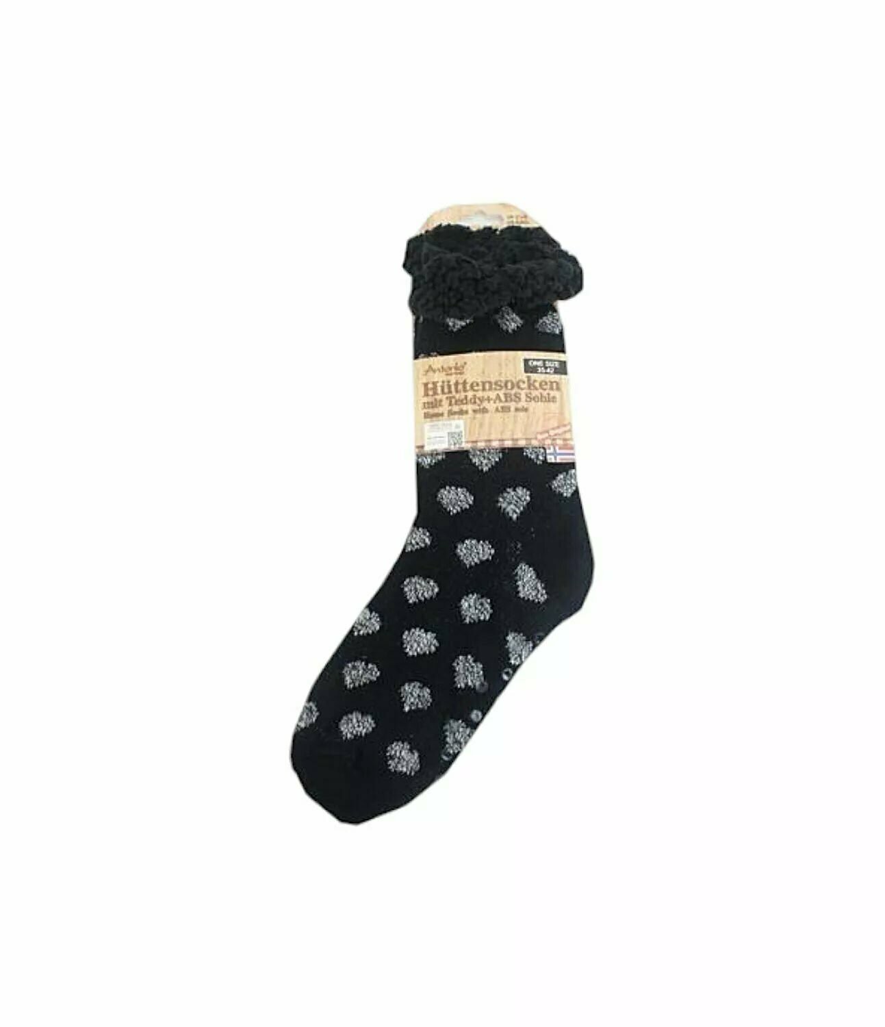Hüttensocken » Kuschelsocken » Anti Rutsch Socke » Winter Hausschuhe » Strick Fleece in schwarz/weiß - Motiv 4