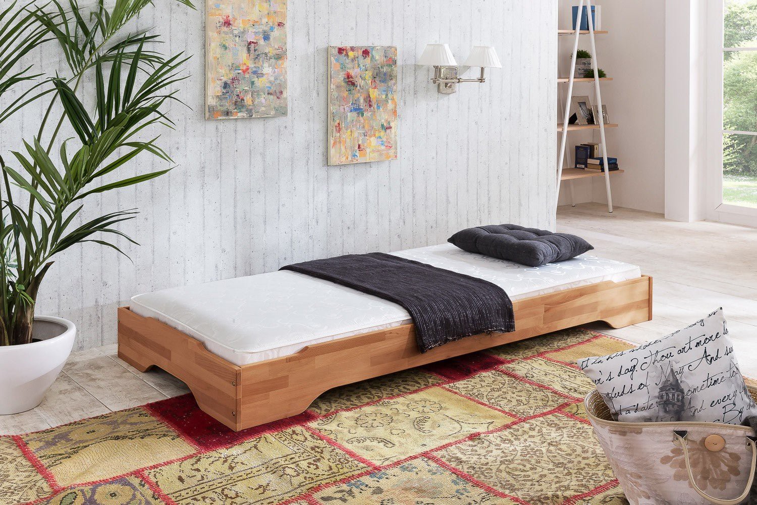 Stapelbett mit Matratze 100x200 Kernbuche Juist