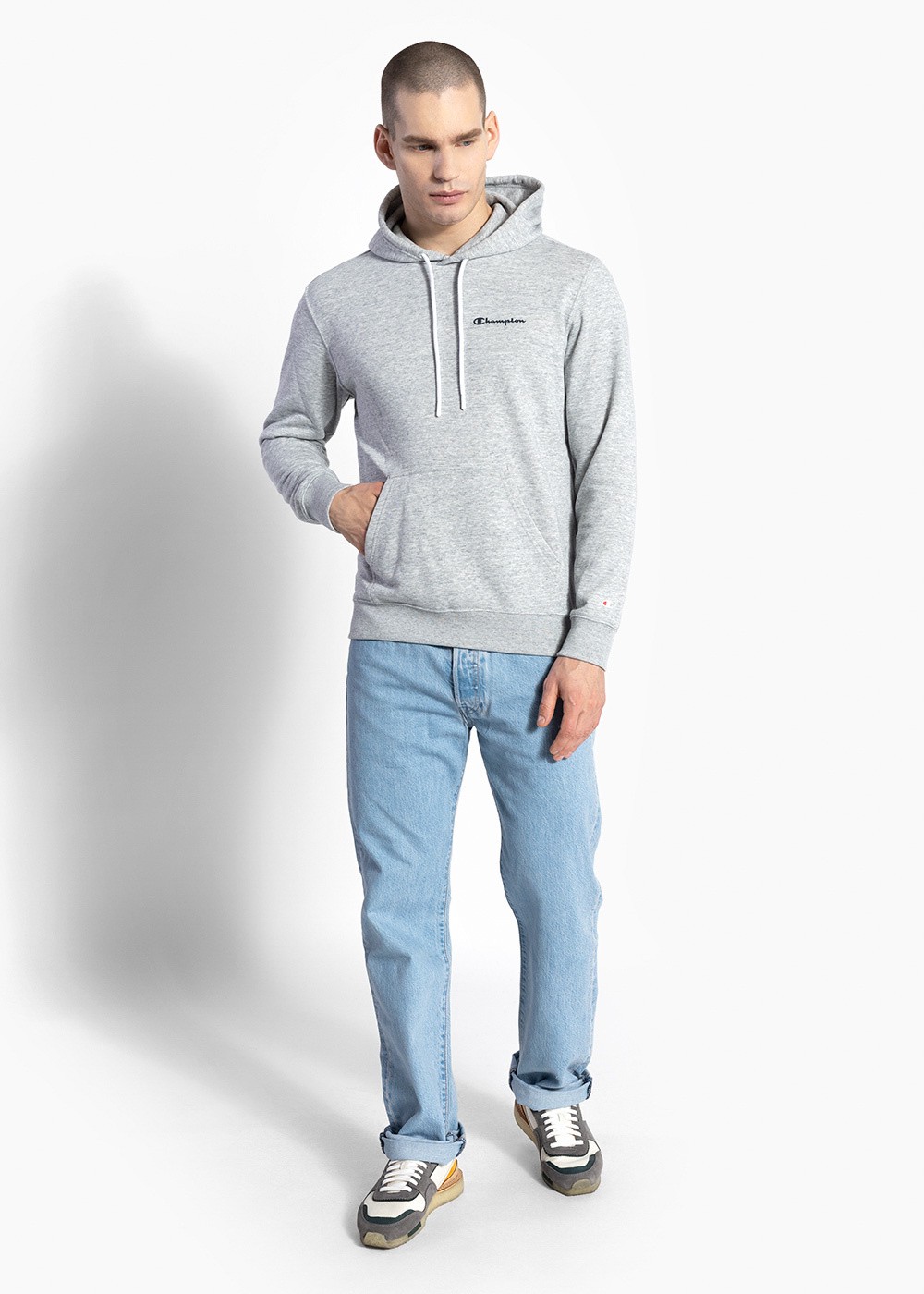 CHAMPION HOODED SWEATSHIRT 218535-EM021 - Herren Kapuzenpullover - Grau