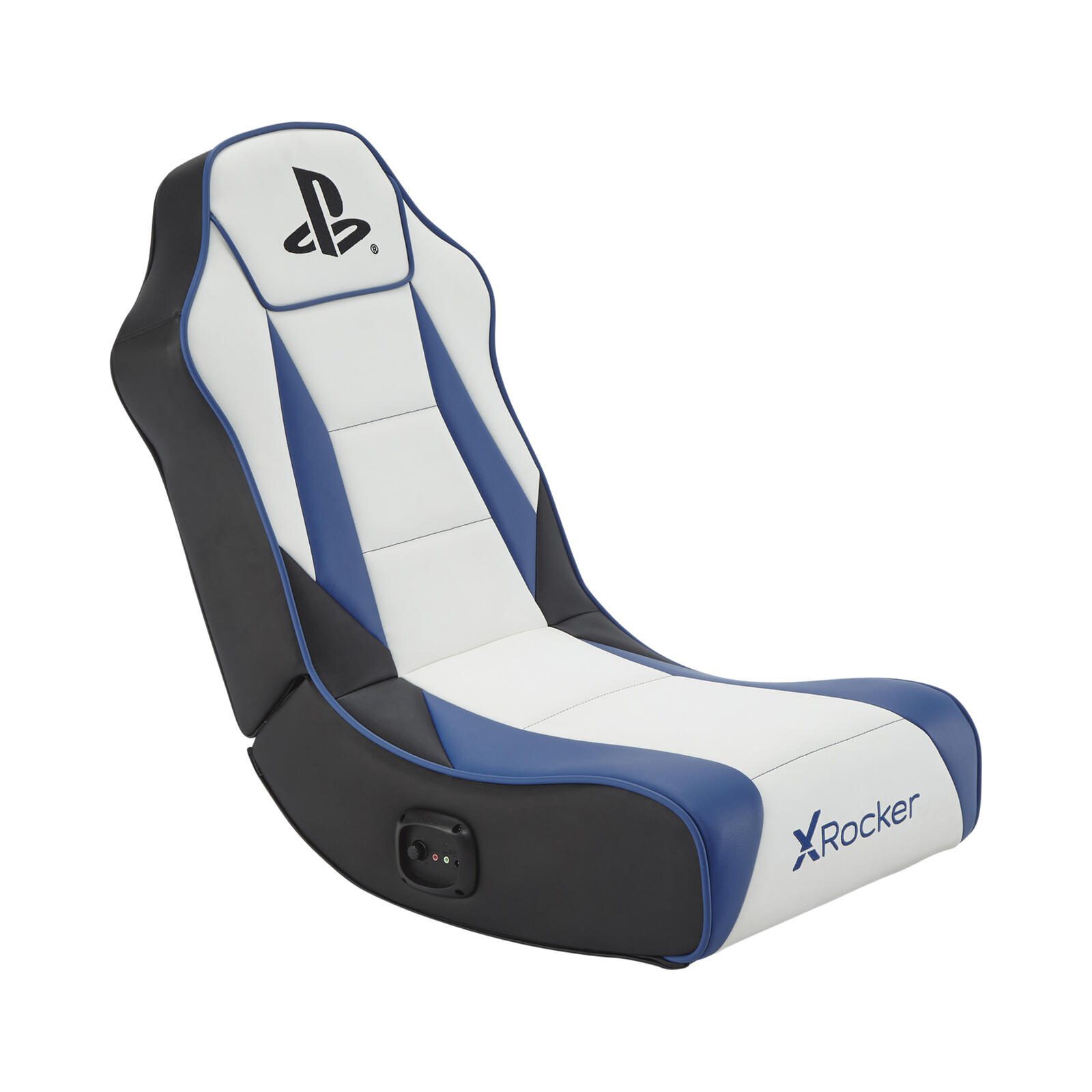 X Rocker Sony Playstation® Geist 2.0 Floor Rocker Gaming-Bodensessel mit 2.0 Audiosystem für Kinder & Jugendliche - weiß/blau