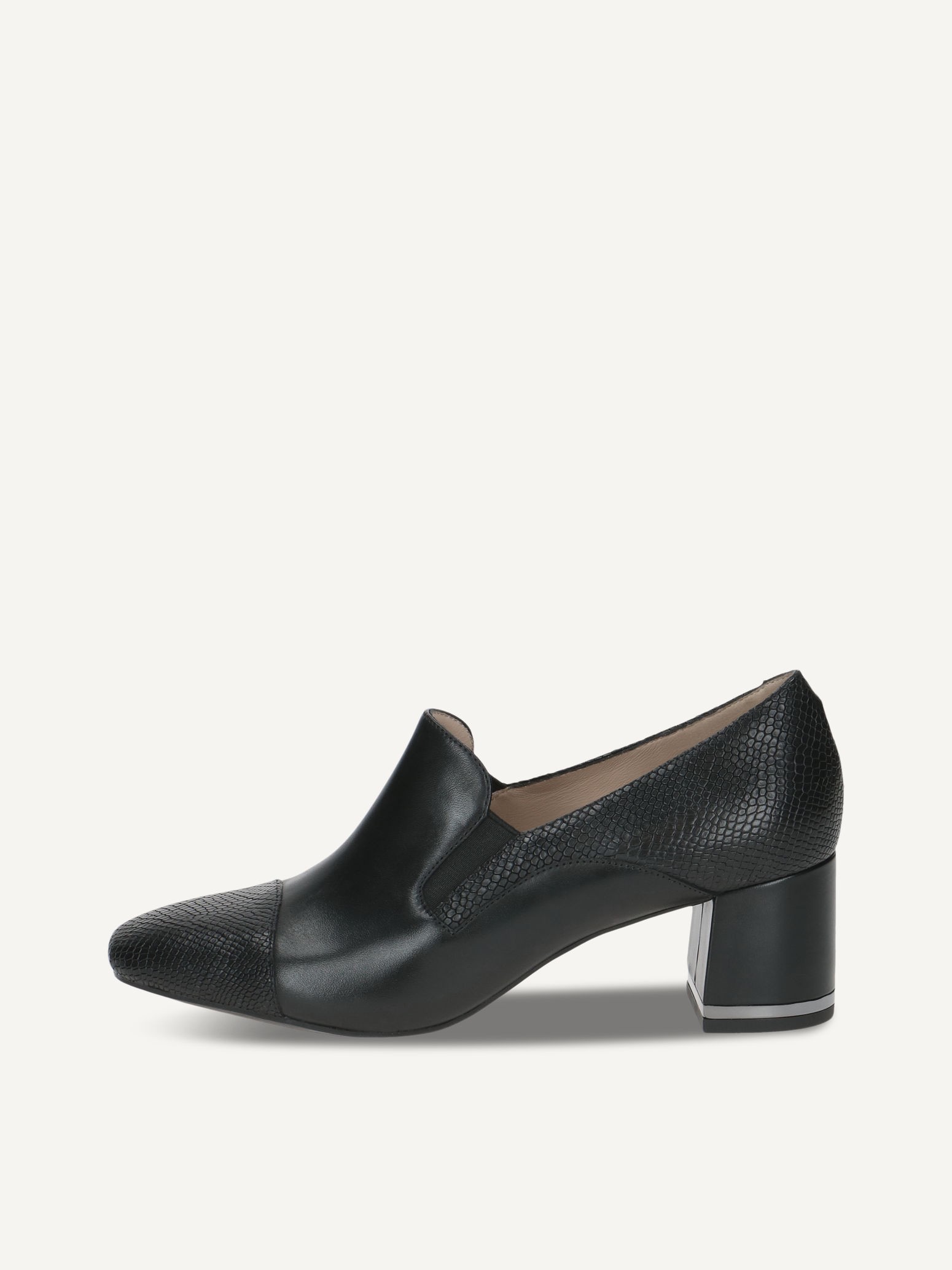 CAPRICE Slipper, schwarz, aus Leder mit Blockabsatz, Gr. 40