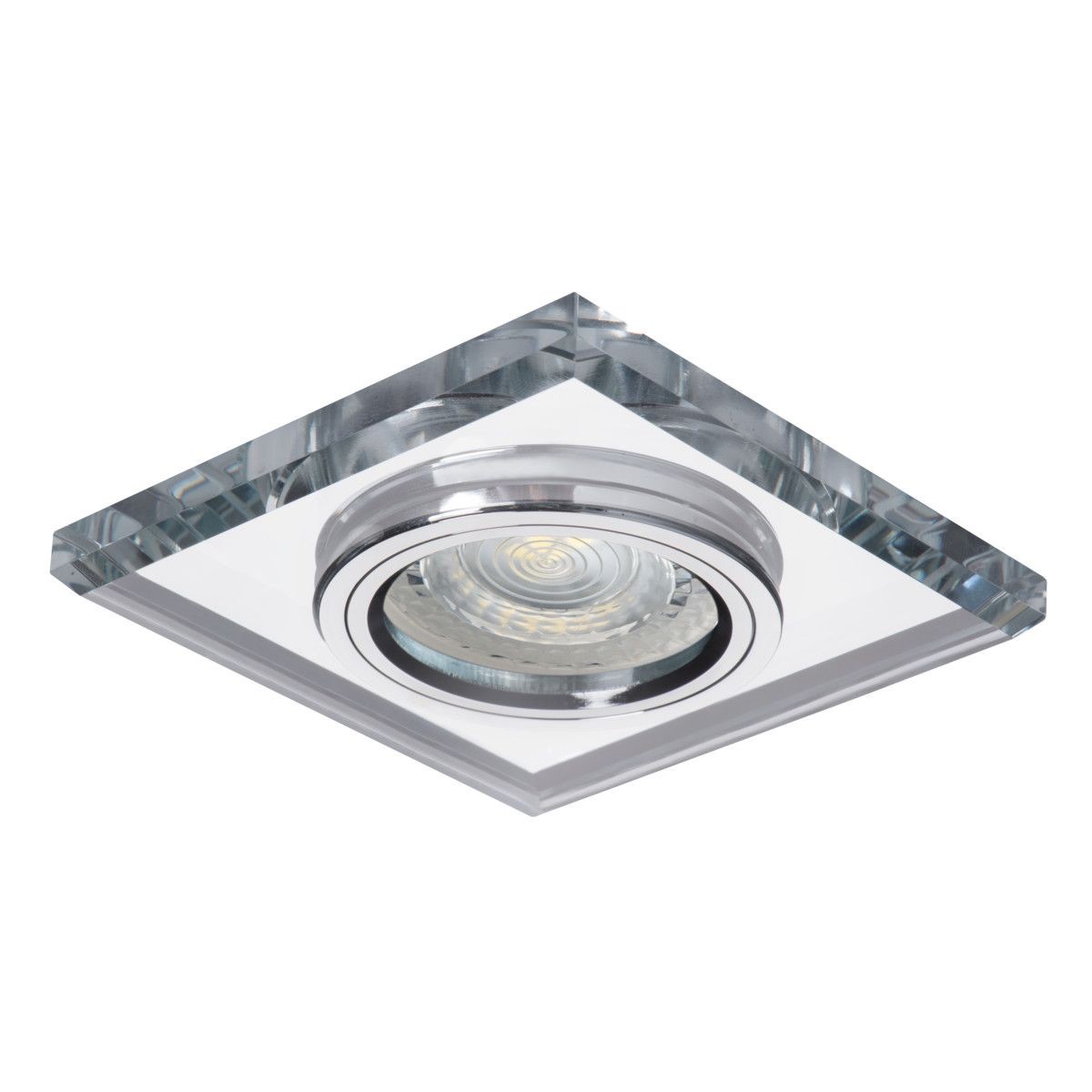 SET Einbaustrahler, Einbauspot, Einbaurahmen Glas weiss, starr, quadratisch BØ90-100mm + LED Leuchtmittel & GU10 Sockel wählbar