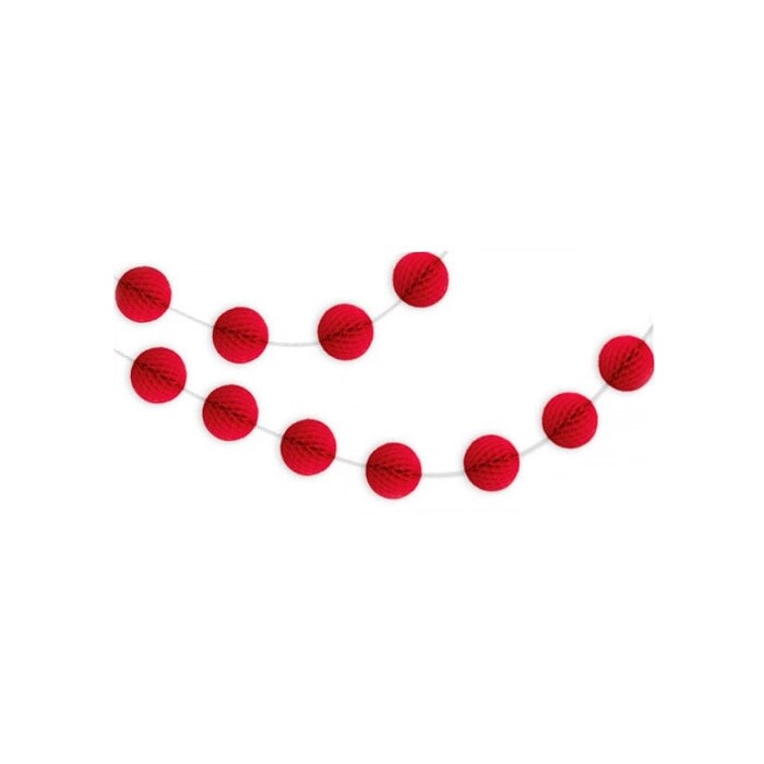 Girlande mit Wabenbällen, 2.13cm, rot